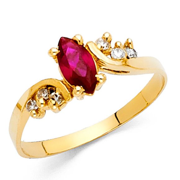 14k Yellow Gold Ruby Marquise Engagement Ring - Picture 1 of 13